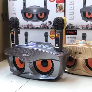 SD306 artı 2-in-1 taşınabilir Karaoke kablosuz hoparlör çift mikrofon ile baykuş Speaker20W bas ses aile KTV