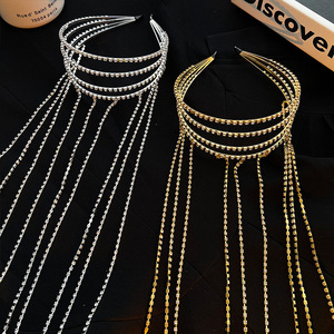 Jepit rambut rantai berlian imitasi, aksesori rambut mewah, jepit rambut rumbai - Product Image 5