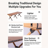 Table pliante portable en alliage d'aluminium avec surface imitation bois et sac de transport pour le camping, les pique-niques, les repas en plein air et les voyages