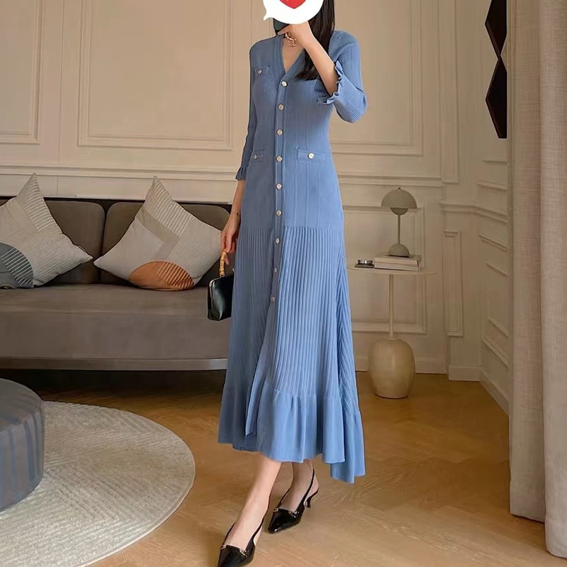 French Elegant V-neck A-line Maxi Dress For Women Oem French Elegant V-neck A-line Maxi Dress For Women Oem