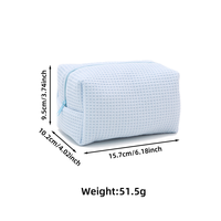 Sac de toilette en coton doux à motif gaufré, livraison en 2 jours, organiseur de maquillage portable avec fermeture éclair, trousse de toilette de voyage pour femmes
