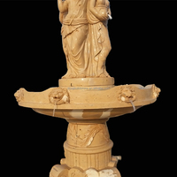 Statue de femme sculptée en pierre naturelle de luxe avec fontaine à eau, style antique, décoration de jardin extérieur