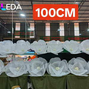 LEDA Customized Wedding Events Banquet Hall Ceiling Decoration White Giant Organza Art Fabric Flower Heads - Product Image 6