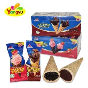 Aperitivo al por mayor cono de galleta con forma de helado sabor chocolate