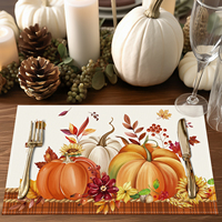 Ensemble de 5 chemins de table et sets de table en tissu haute densité imprimés feuilles de citrouille d'automne pour la décoration de table de Thanksgiving