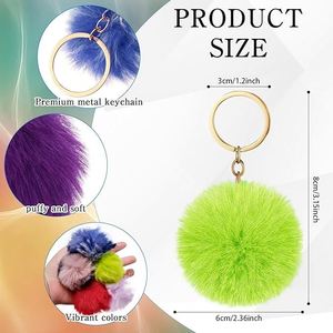 Pom Pom Keychain Artificial <b>Rabbit</b> Fur Puff Ball Pompom Key Ring Tote Bag for Women Charms Accessory Handbag Pendant Purse - Product Image 2