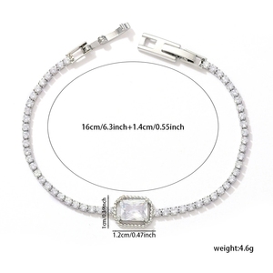 Bracciale da donna con zirconi e diamanti, gioielli geometrici a forma di cuore quadrato - Product Image 6