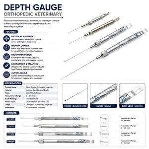 Calibrador de Profundidad Manual de Acero, Instrumento Quirúrgico Ortopédico, 0-30mm, 0-40mm, 0-60mm, 0-90mm, Herramienta de Medición de Precisión - Product Image 6