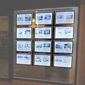 Enseigne LED pour <span class=keywords><strong>agence</strong></span> immobilière, bordure noire ou argentée, affichage <span class=keywords><strong>publicitaire</strong></span>, A4 A3 - Product Image 1