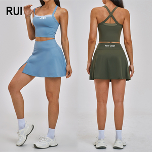 RUIQUWIN OEM Women's Compression Tennis Set Plus Size With Shorts <b>Skirt</b> Sleeveless Fitness Yoga Gym Golf Wear Breathable - Product Image 1