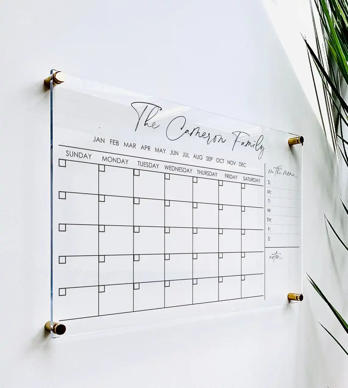 Benutzer definierte 18x24 Zoll Acryl Kalender Acryl Wandkalender für Monats-und Wochen planer