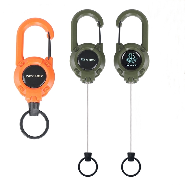 2025 Logo Custom Heavy Duty Carabiner Retractable Metal Cord Badge Holder Reel Outdoor Tactical Badge Reel with Key Ring
