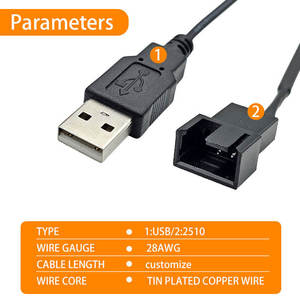 USB ถึง 2510 ขั้วต่อชายหญิง สีดำ PVC สายต่อขยายการถ่ายโอนข้อมูล สายอะแดปเตอร์ - Product Image 3