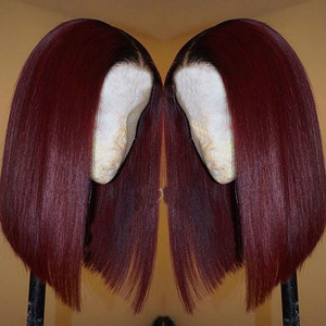 Perruque pour femmes, cheveux raides mi-longs, style Bobo, en fibre haute température, style européen et américain - Product Image 4