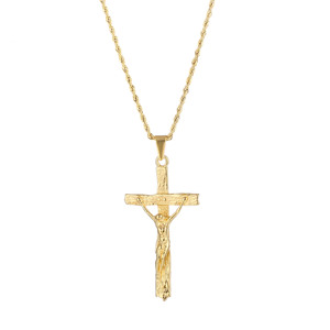 Collier pendentif croix religieuse Olivia sans nickel, acier inoxydable plaqué or 18 carats, collier croix <span class=keywords><strong>crucifix</strong></span> pour homme et femme - Product Image 5