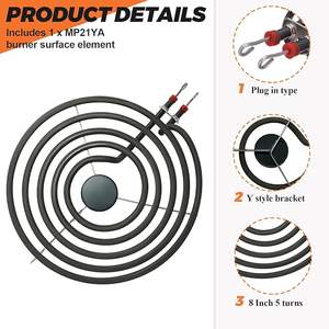 MP22YA Brûleur électrique Élément chauffant Unité Set Gamme Chauffage de surface 2- MP15YA 6 "2- MP21YA 8" pour Whirlpool <span class=keywords><strong>PartsNet</strong></span> - Product Image 4