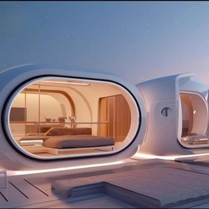 Casa Contenedor Redonda Moderna para Alojamiento al Aire Libre en Hoteles con Terraza de Madera y Puerta de Vidrio - Product Image 2