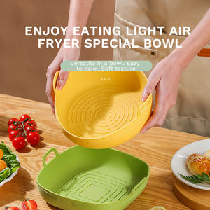 Revêtement en silicone empilable pour <span class=keywords><strong>friteuse</strong></span> à air, réutilisable, antiadhésif, résistant à la chaleur, avec poignées, pour la cuisine à domicile - Product Image 1