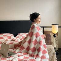 Plaid Sherpa Géométrique Épais Double Face en Polaire Douce Anti-Peluchage Écologique Minimaliste Moderne pour Canapé Automne Hiver