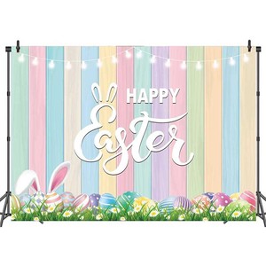 Fond de photographie « Il est ressuscité » avec croix de Pâques et fleurs, toile de fond photo, bannière de fête, décorations personnalisables - Product Image 3