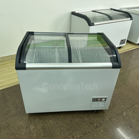 Congélateur à glace commercial 720L avec couvercle coulissant en verre, refroidissement direct, congélateur horizontal pour restaurant