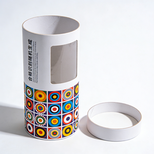 Personalized Printed Cylinder Paper Tube With Window Premium Round <b>Box</b> For Cosmetic Perfume <b>Packing</b> - Product Image 1