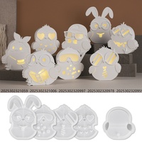 Moule en silicone pour lampe en forme d'œuf d'oiseau 'Early Riser' avec panneaux interchangeables pour résine, plâtre, ciment, projets de décoration DIY, artisanat, lapin