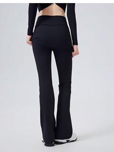 Wholesale Women's 2-in-1 <b>Flare</b> Yoga Pants with Skirt Overlay High Waist Tummy Control Sports <b>Leggings</b> Stretch Athletic Trousers - Product Image 4