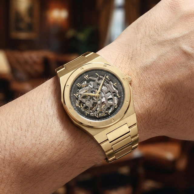 Men's Mechanical Watch Luxury Mechanical Watch Mechanical Watch for Men Skeleton Design Exhibition case Back Montre Homme
