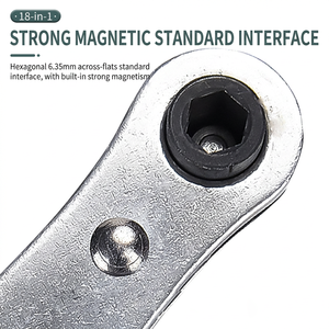 18 In 1 Ratcheting <b>Screwdriver</b> Set With Interchangeable Bits For Diy Repair Chrome Finish Aluminum Handle - Product Image 3