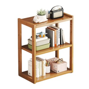 <b>Desktop</b> Bookshelf Storage Rack 3 Tier Wooden Office <b>Organizer</b> <b>For</b> Books Toys Electronics Standing Type Rectangle Shape - Product Image 5