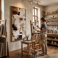 Vente en gros, dropshipping, peinture à l'huile Art Déco faite à la main sur toile de coton 450 GSM, cadre, tailles et motifs personnalisés, usage domestique et commercial