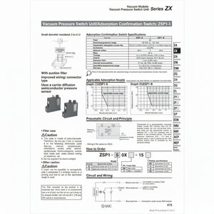 Commutateur de confirmation d'adsorption d'unité de pressostat de vide de ZSP1-B0X-15CL-D pneumatique de SMC - Product Image 1