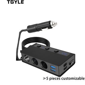 Adaptador de encendedor de cigarrillos para <span class=keywords><strong>coche</strong></span>, divisor QC3.0, cargador rápido USB, 4 puertos con voltímetro, 12-24V, accesorios para automóvil, 180W - Product Image 1