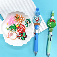 Perles en silicone motif bonhomme de neige de Noël mignonnes, très vendues, pour la fabrication de stylos et accessoires