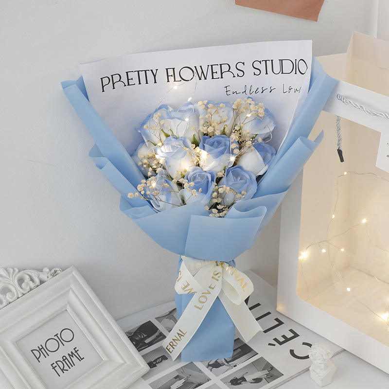 Starry Sky 11 Bouquet [Ice Crushing Blue] Sac Cadeau avec Lumière