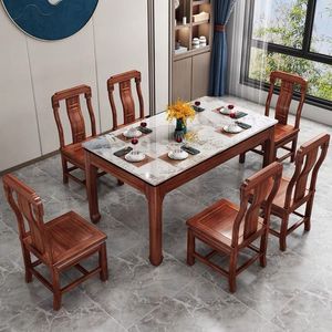 Chinese Style Ebony Solid Wood <b>Dining</b> Table And <b>Chair</b> Set 6 Piece Durable <b>Dining</b> Room Set - Product Image 4