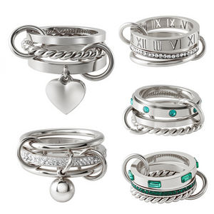 Niet-aanslaande gouden gedraaide hartvormige bedel ringen van roestvrij staal, variabele ringen, 3-laags stapelbare ringen voor vrouwen, waterdicht, bruiloft, feest - Product Image 2