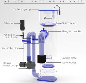 Écrémeur de protéines pour aquarium AQUA EXCEL AE-100H avec protection anti-débordement et pompe DC pour aquarium marin, eau salée, récif corallien - Product Image 2