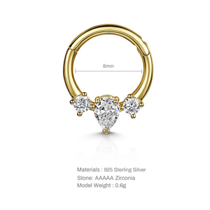 Poennis Cơ Thể Con Người Xỏ Sụn Vòng Hoop Mũi Vòng Bông Tai Với Cubic-Zirconia Sterling Bạc Mũi Nhẫn - Product Image 5