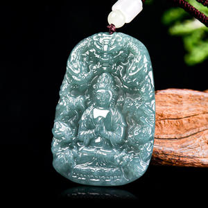 Colgante de Jadeíta Natural Azul Agua con Diseño de Guanyin, Joyería para Hombre y Mujer, Jade al por Mayor GY02 - Product Image 1
