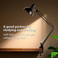 Joystar LED 7W lampe de lecture E27 interrupteur contrôle noir réglable bras long lampes de table de bureau pour l'étude des étudiants