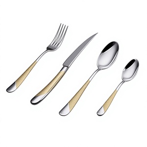 Royal look Stainless steel <b>gold</b> polished flatware set with luxury design high quality <b>cutlery</b> With Sharp End Handle - Product Image 5