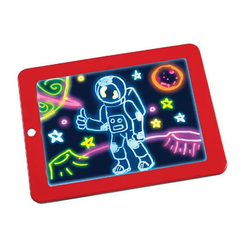 Waheed LED drawing Tablet 3D Magic Pad Includes Smooth Fun Guide Glow Boost 6 Double Sided Markets 42 Stencils Dry Erasers blue