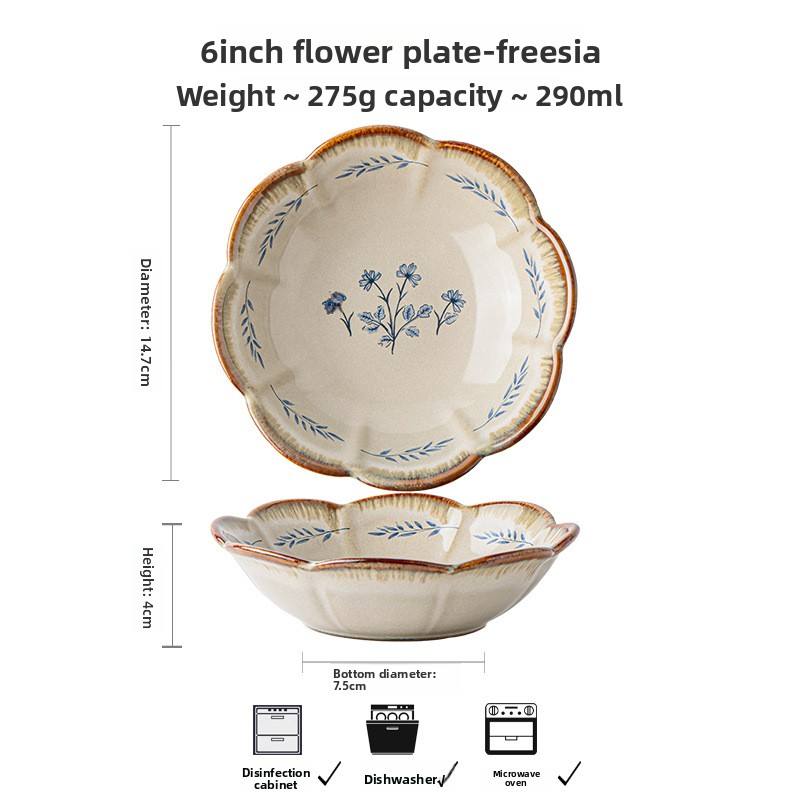 จานดอกไม้สีขาว 6 ดอก - ฟรีเซีย