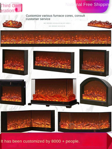 Cheminée électrique contemporaine murale avec cadre métallique et télécommande pour le chauffage intérieur du salon - Product Image 3