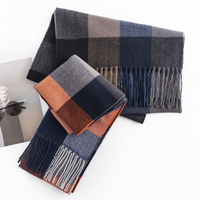 Écharpe d'hiver pour homme en polyester 100% à carreaux longs et simples, nouvelle collection 2023, écharpe simple et chaude
