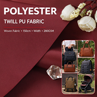 Tissu tissé en polyester enduit PU sergé 420D, 280 g/m², 150 cm, imperméable et résistant aux déchirures pour bagages, sacs et équipements de plein air