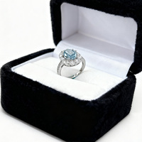 KAAN JEWELRY Damenring aus 925er Silber, rhodiniert, mit blauem Zirkon, Partyring, trendiges, schlichtes, vielseitiges Geschenk