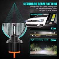 Ampoules de phare de voiture LED CSP H15 H7 6000K blanches 100W Canbus sans fil Plug and Play pour VW Golf 7 Mk7 MK6 Phare H7 H15